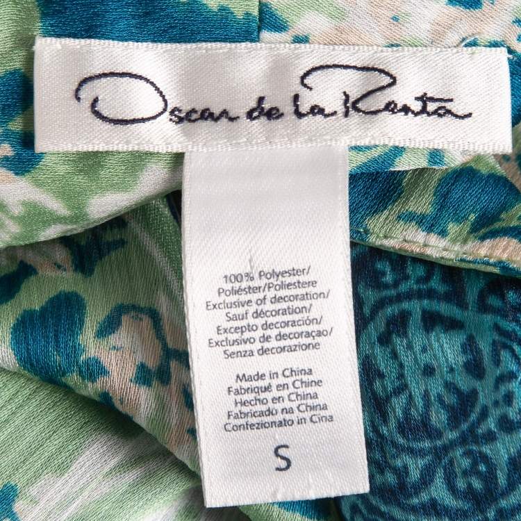 Pre Owned Oscar de la Renta Multicolor Mystic Eclipse Print Crepe Kimono Dress S