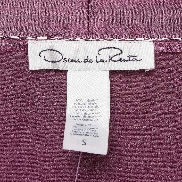 Pre Owned Oscar de la Renta Purple Lace Trim Satin Gown and Robe S