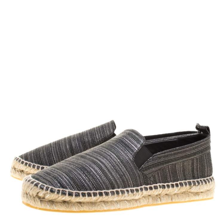 Pre Owned Oscar de la Renta Metallic Black Canvas Vivienne Espadrilles Size 41