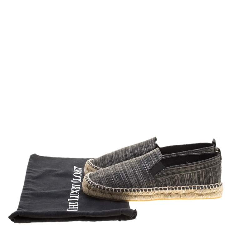 Pre Owned Oscar de la Renta Metallic Black Canvas Vivienne Espadrilles Size 41