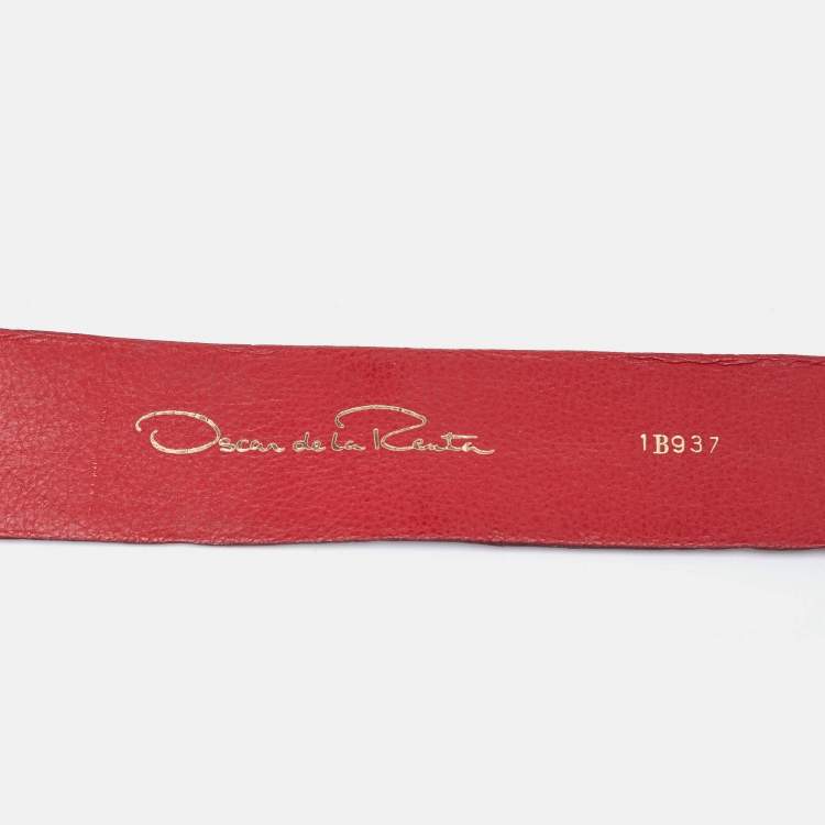 Pre Owned Oscar de la Renta Red Leather Waist Belt Medium