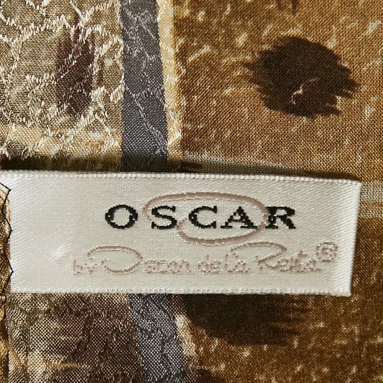 Pre Owned Oscar de la Renta Brown Leopard Print Silk Scarf 