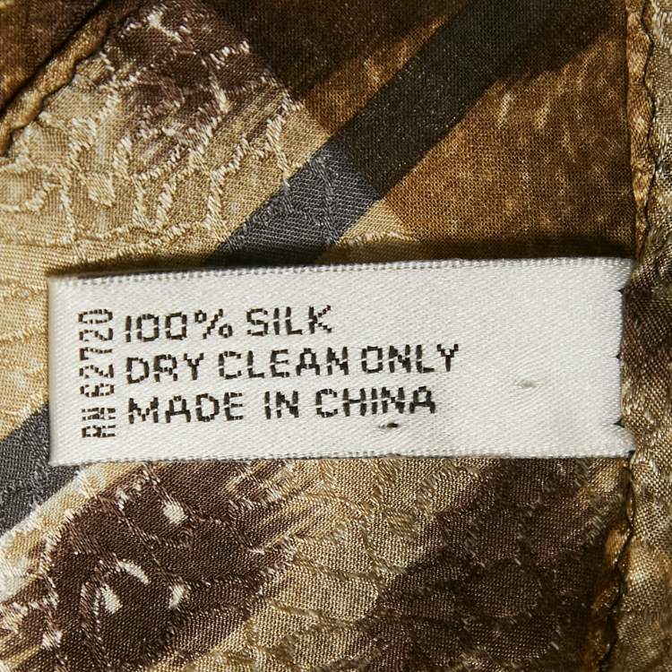 Pre Owned Oscar de la Renta Brown Leopard Print Silk Scarf 