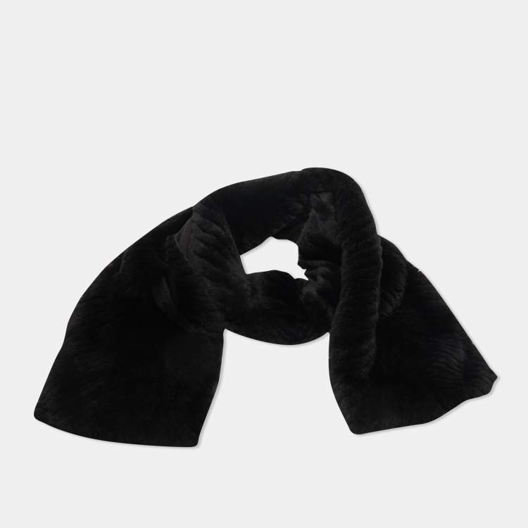 Pre Owned Oscar de la Renta Black Real Fur Custom Made Scarf