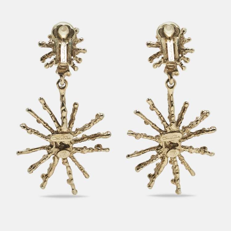 Pre Owned Oscar de la Renta Gold Tone Earrings