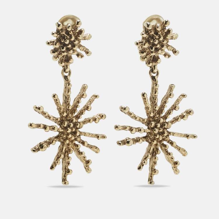 Pre Owned Oscar de la Renta Gold Tone Earrings