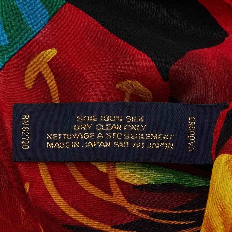 Pre Owned Oscar de la Renta Red Floral Print Silk Stole