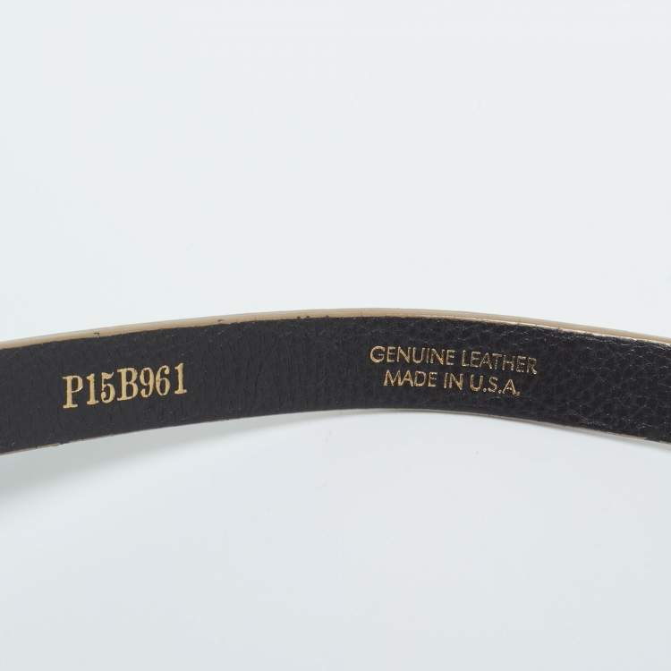 Pre Owned Oscar de la Renta Silver Patent Leather Crystal Embellished Belt M