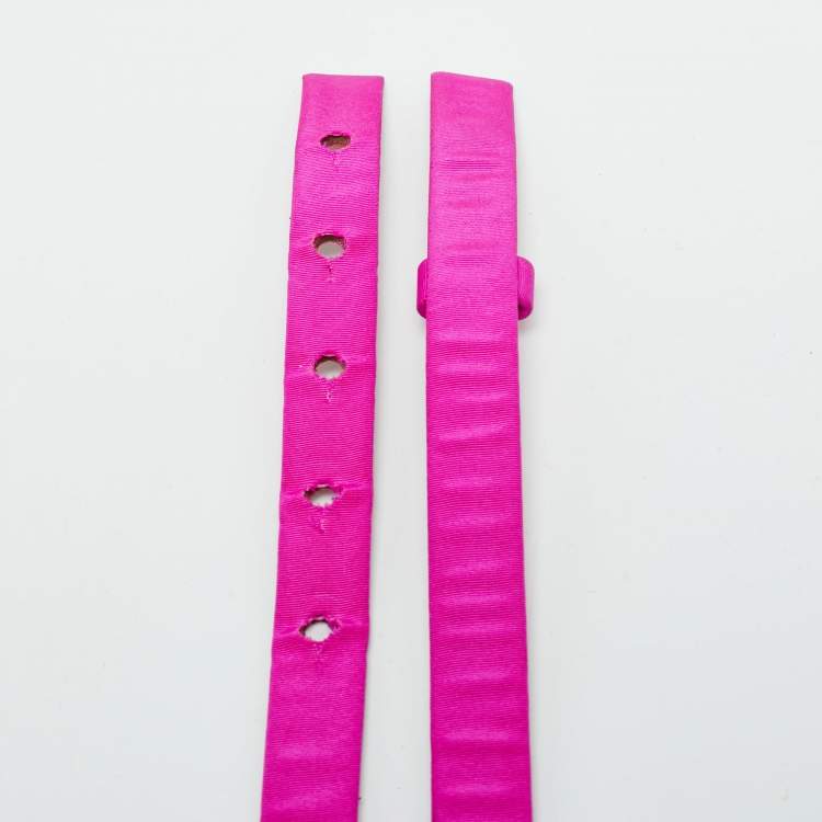 Pre Owned Oscar de la Renta Pink Satin Crystal Embellished Belt L