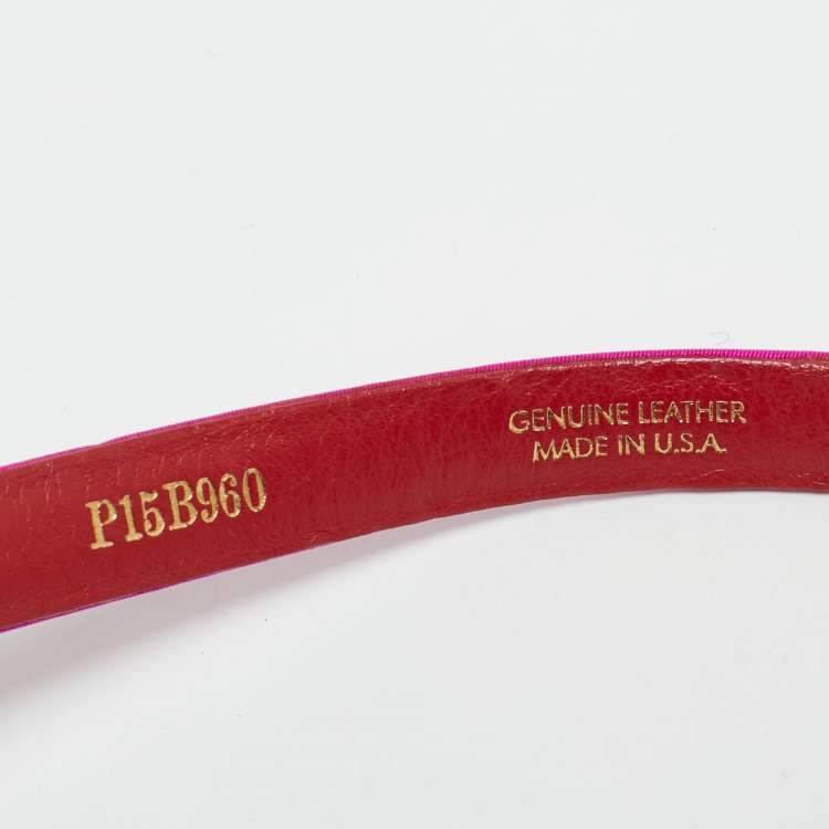 Pre Owned Oscar de la Renta Pink Satin Crystal Embellished Belt L