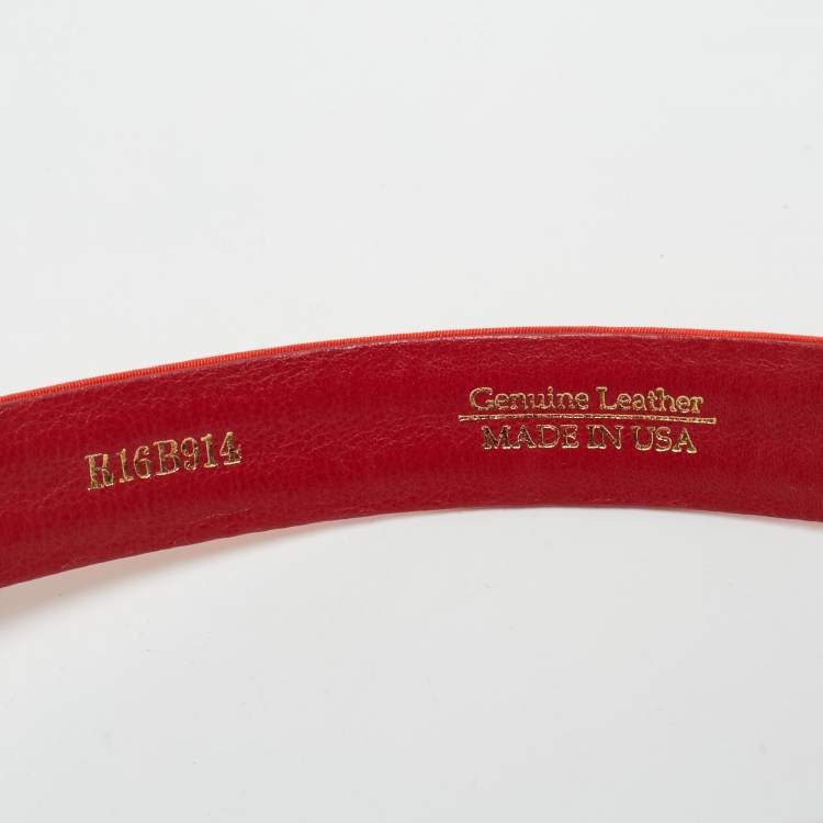 Pre Owned حزام أوسكار دي لا رينتا مزخرف كريستال ساتان برتقالي دائري متوسط