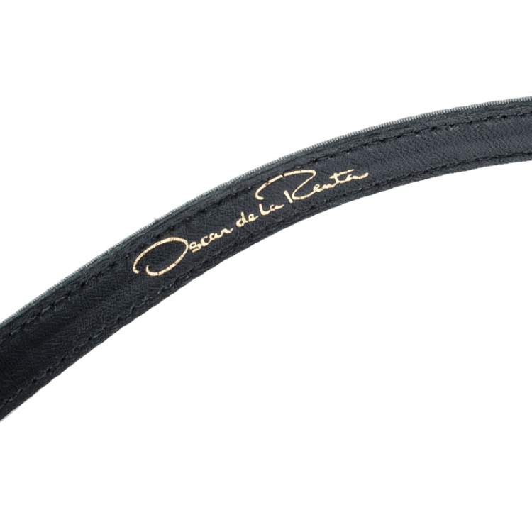 مملوكة مسبقًا Oscar de la Renta Grey Fabric and Leather Belt One Size