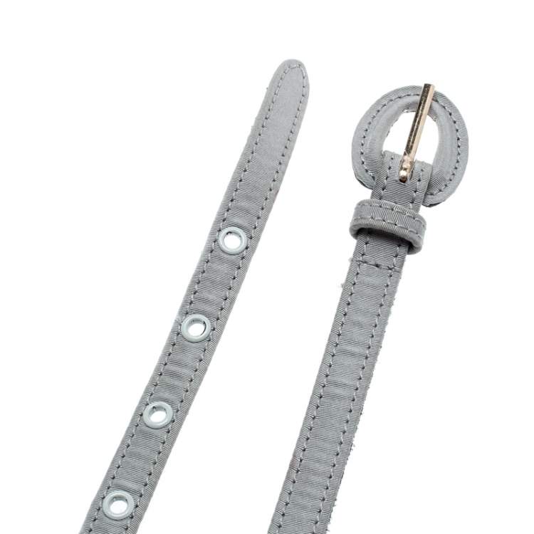 مملوكة مسبقًا Oscar de la Renta Grey Fabric and Leather Belt One Size