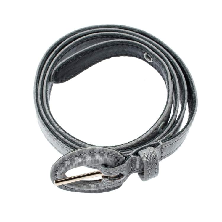 مملوكة مسبقًا Oscar de la Renta Grey Fabric and Leather Belt One Size