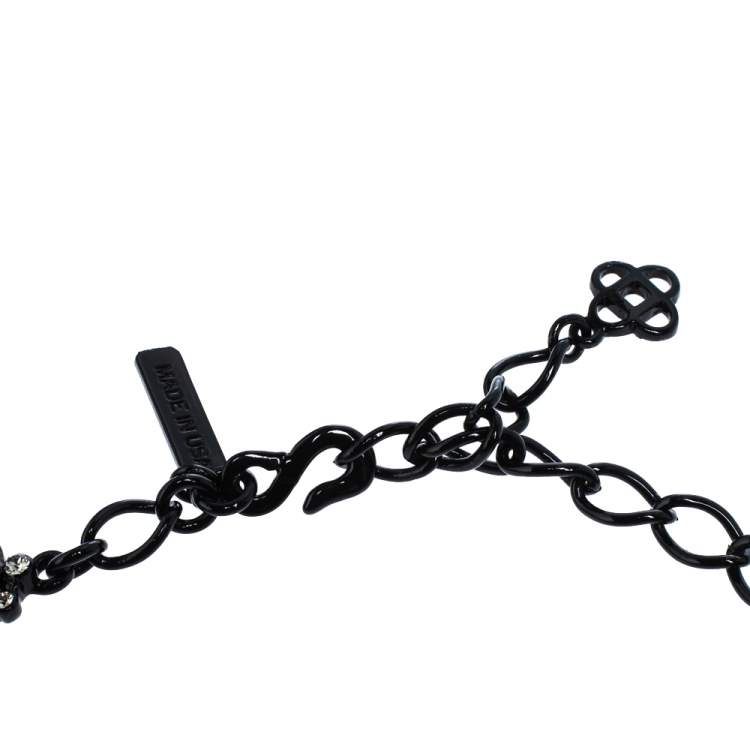 Pre Owned Oscar de la Renta Crystal Studded Ring Earrings & Necklace Set