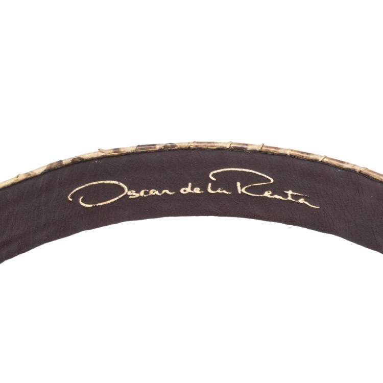 Pre Owned Oscar de la Renta Metallic Gold Python Belt 95CM