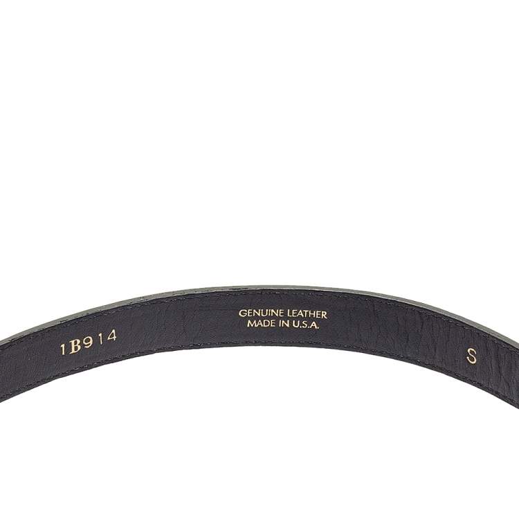 Pre Owned Oscar de la Renta Silver Glossy Leather Narrow Belt 70CM