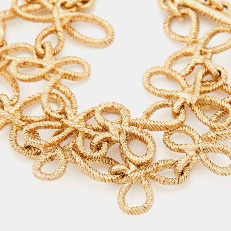 Pre Owned Oscar de la Renta Gold Tone Knot Toggle Bracelet