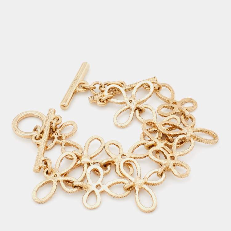 Pre Owned Oscar de la Renta Gold Tone Knot Toggle Bracelet