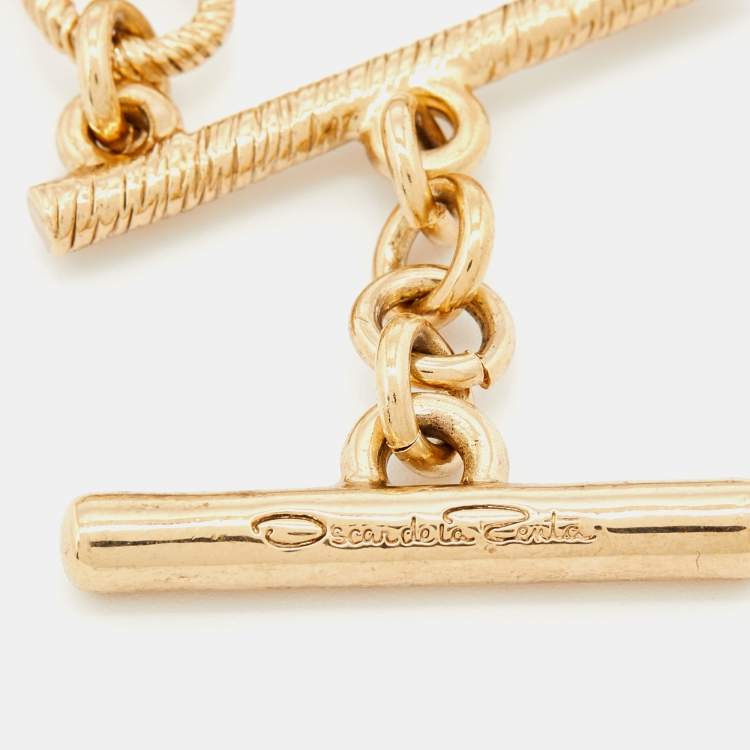 Pre Owned Oscar de la Renta Gold Tone Knot Toggle Bracelet