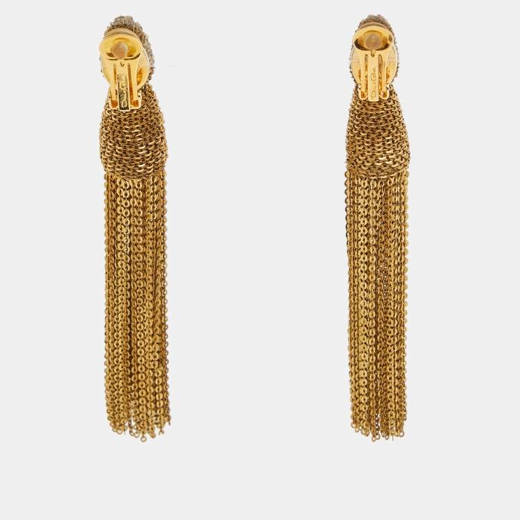 Pre Owned Oscar de la Renta  Gold Tone Tassel Earrings