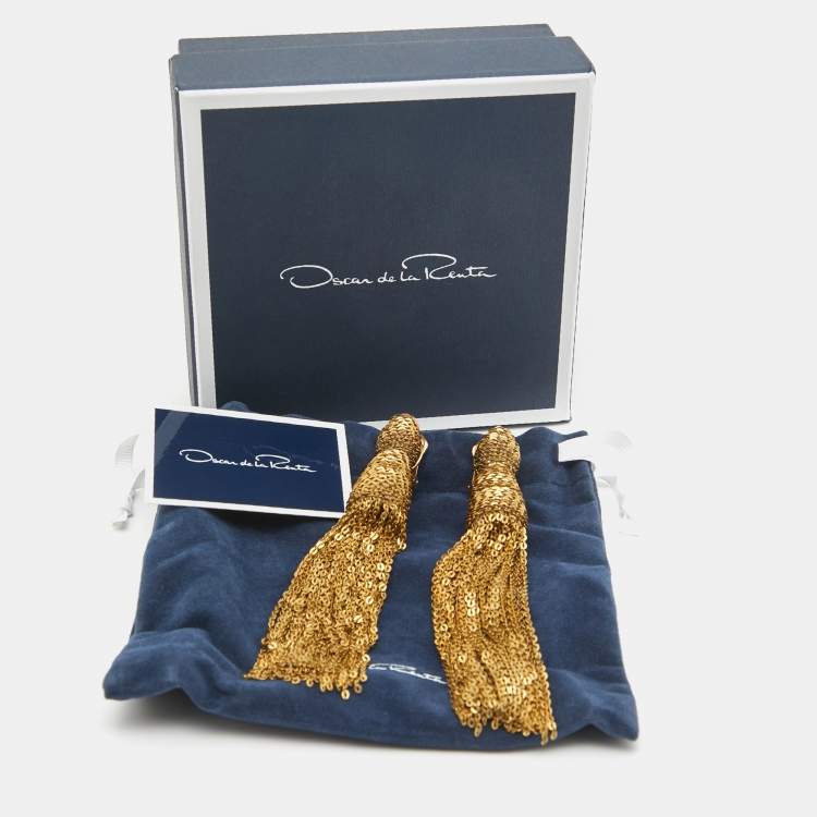 Pre Owned Oscar de la Renta  Gold Tone Tassel Earrings