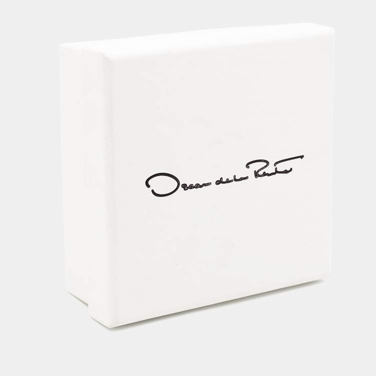 Pre Owned Oscar de la Renta  Crystal Faux Pearl Gold Tone Earrings