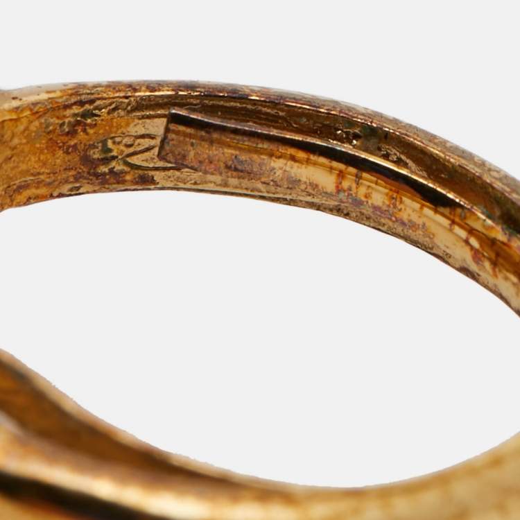 Pre Owned Oscar de la Renta Red Resin Rose Cocktail Ring Size EU 51