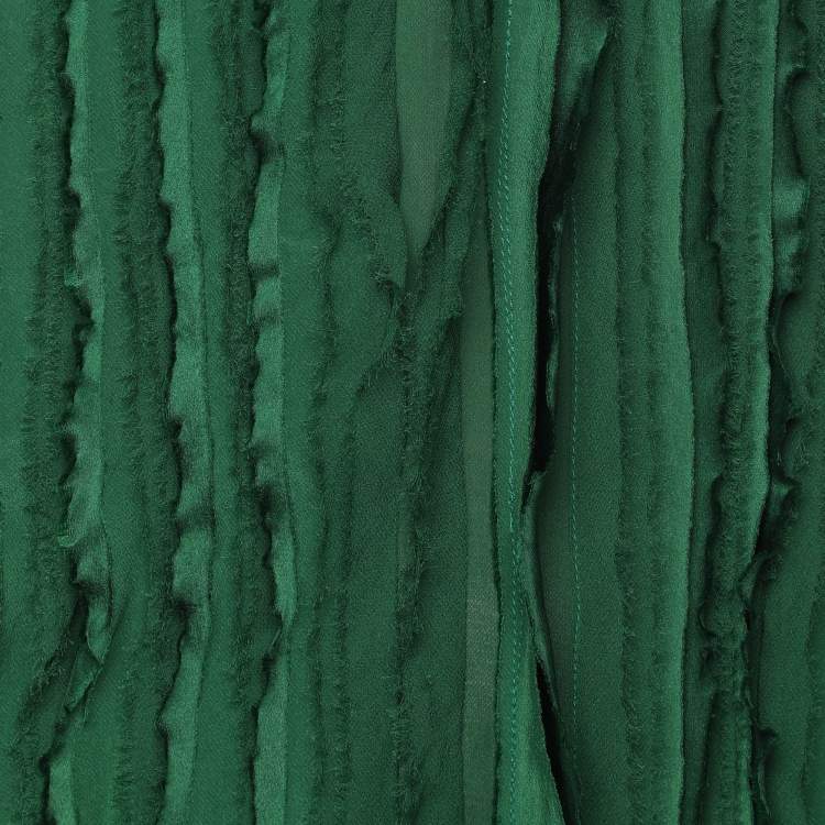 Pre Owned Oscar de la Renta Green Knit Silk Kaftan Dress S