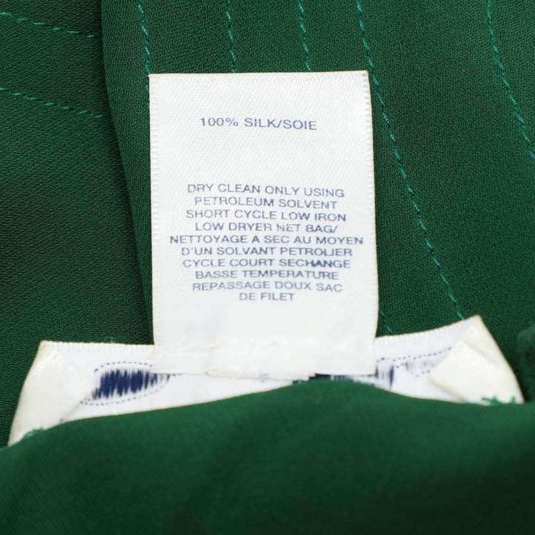 Pre Owned Oscar de la Renta Green Knit Silk Kaftan Dress S