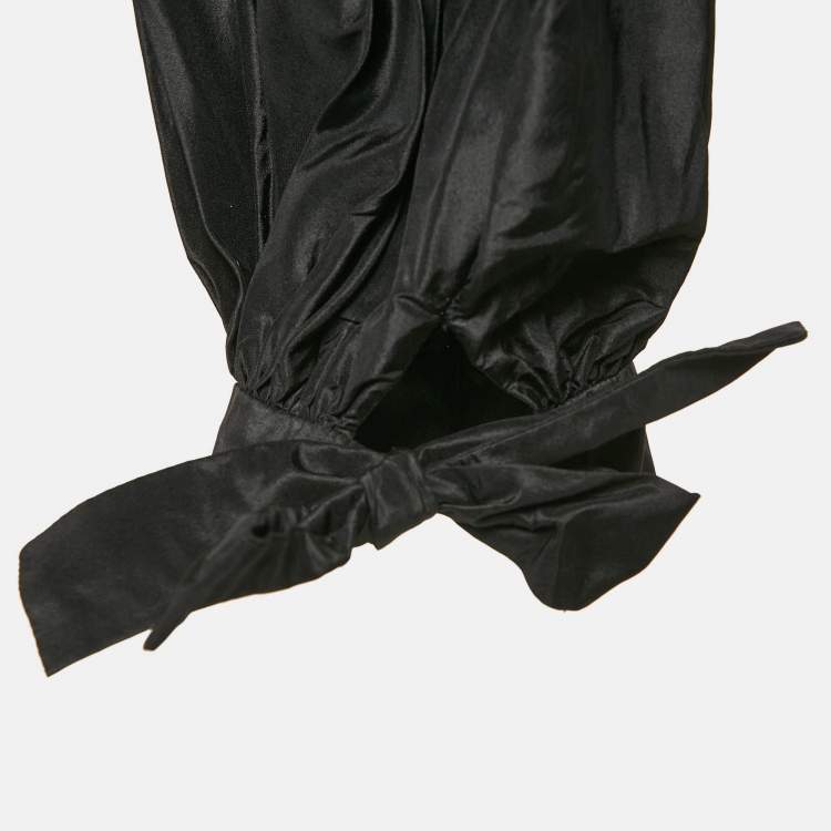 Pre Owned Oscar de la Renta Black Silk Draped Top