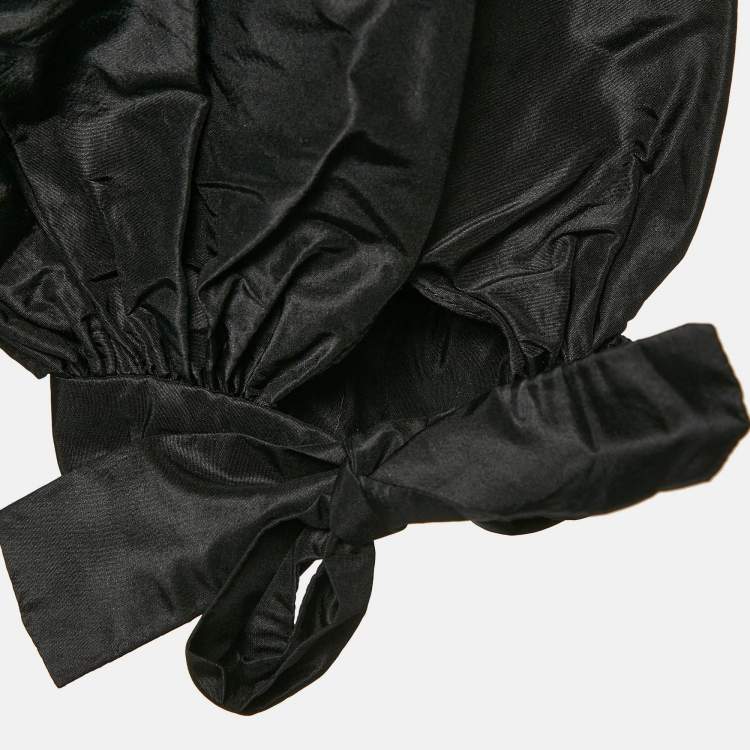 Pre Owned Oscar de la Renta Black Silk Draped Top