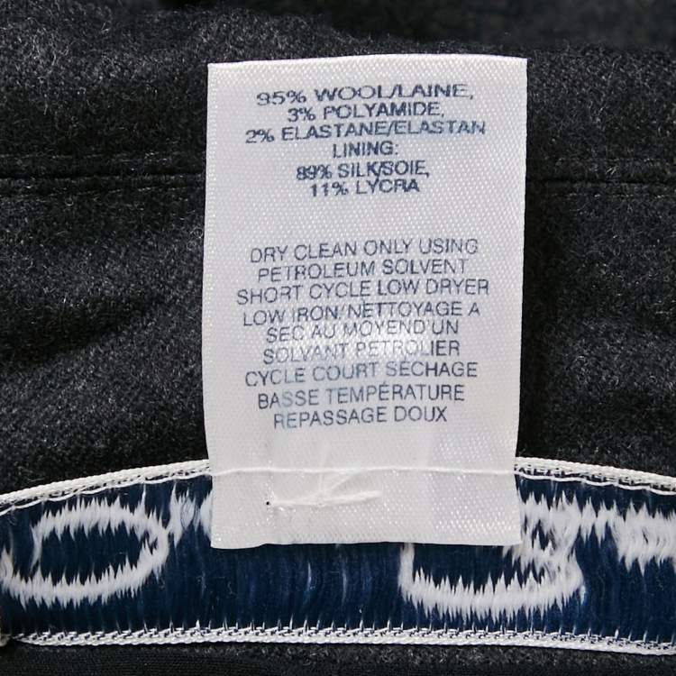 Pre Owned Oscar de la Renta Charcoal Grey Wool Skirt Suit S