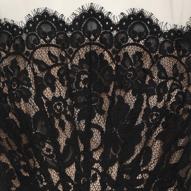 مملوكة مسبقًا Oscar de la Renta Black Lace Mini Dress S