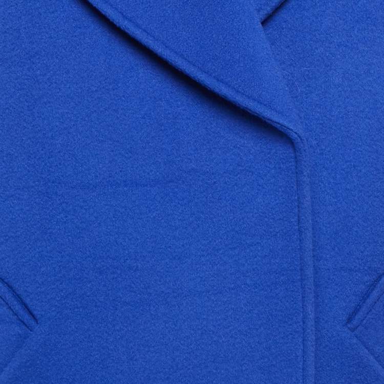 Pre Owned Oscar de la Renta Blue Felt Oversized Mid-Length Coat M