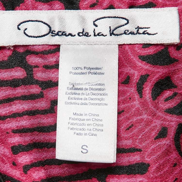 مملوكة مسبقًا Oscar de la Renta Pink/Black Printed Satin Maxi Kaftan Dress S