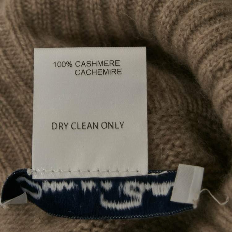 Pre Owned Oscar de la Renta Beige Cashmere Turtle Neck Sweater Dress S
