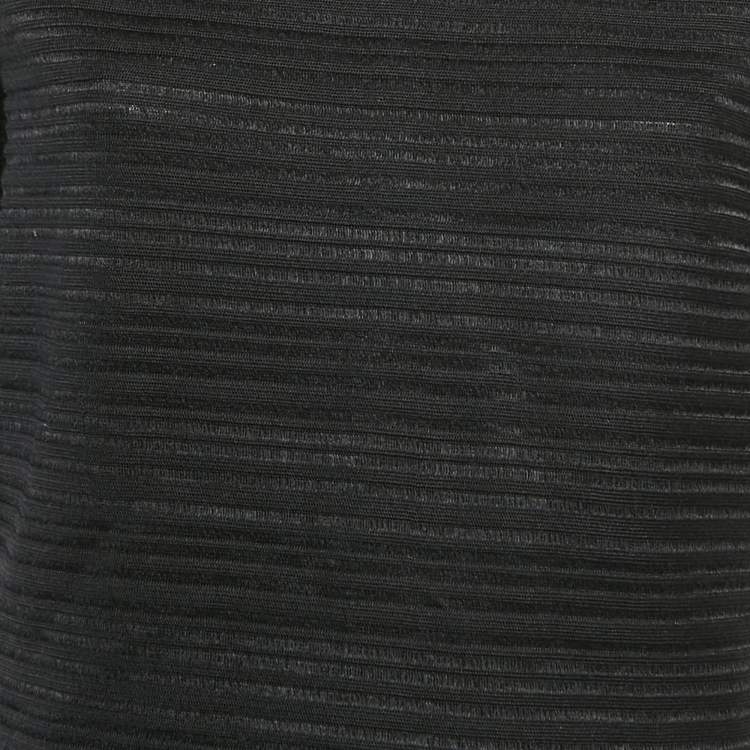 Pre Owned Oscar de la Renta Black Patterned Silk Blend Knit Short Dress XL