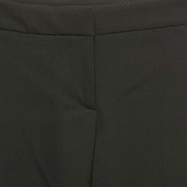 Pre Owned Oscar de la Renta Black Gabardine Wool Trousers XS