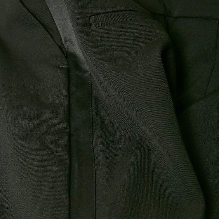 Pre Owned Oscar de la Renta Black Gabardine Wool Trousers XS