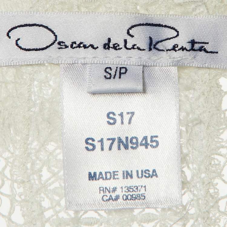 مملوكة مسبقًا Oscar de la Renta White Lace Sheer Kaftan Maxi Dress S
