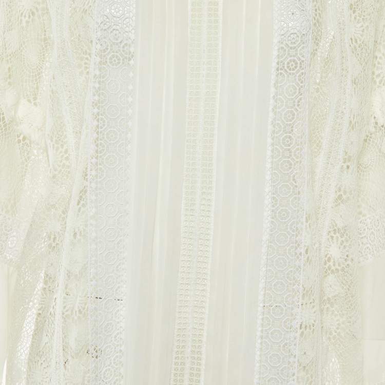 مملوكة مسبقًا Oscar de la Renta White Lace Sheer Kaftan Maxi Dress S