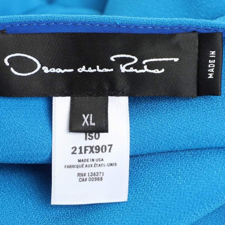 Pre Owned Oscar de la Renta Blue Silk Blend Kaftan XL