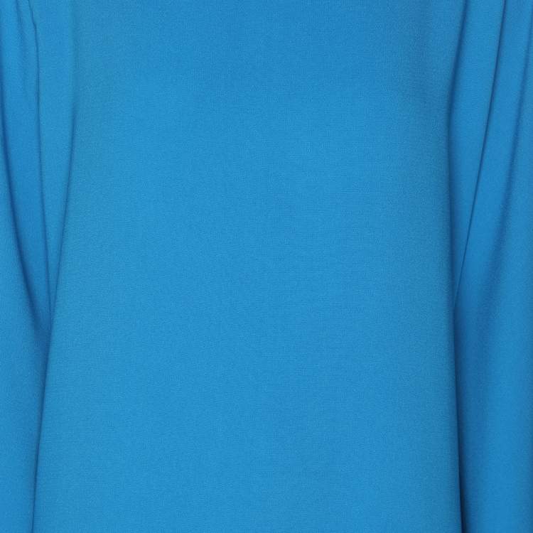 Pre Owned Oscar de la Renta Blue Silk Blend Kaftan XL