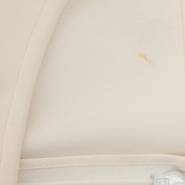 Pre Owned Oscar de la Renta Cream Crepe Beaded Fringe Caftan XL
