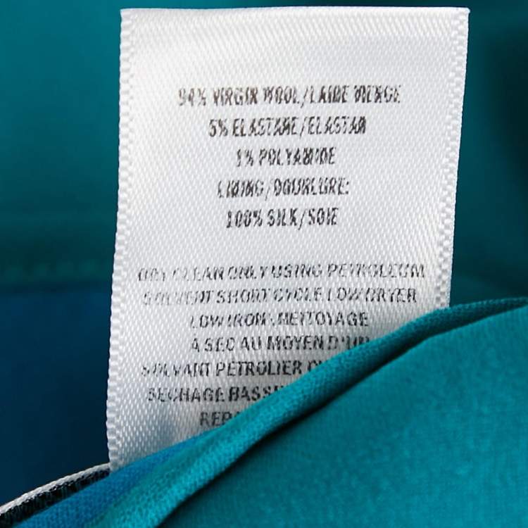 Pre Owned Oscar de la Renta Blue Wool Ruched Midi Dress XL