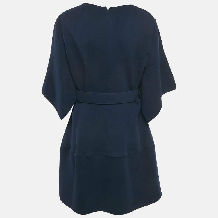 Pre Owned Oscar de la Renta Blue Wool Short Dress XL