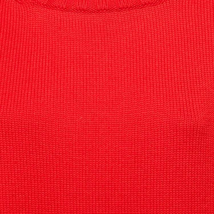 مملوكة مسبقًا Oscar de la Renta Red Wool Rib Knit Turtle Neck Sweater S