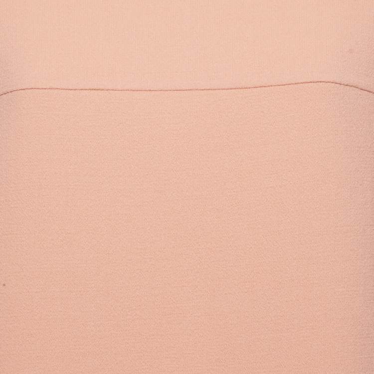 Pre Owned Oscar de la Renta Peachy Pink Virgin Wool Tie-Up Detail Mini Dress L