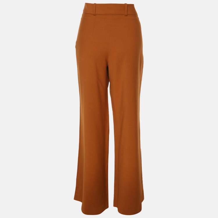 Pre Owned  Oscar de la Renta Brown Cupro Palazzo Pants S